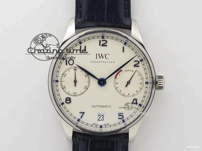 MIROTIME 0413 ZeroBulk Portuguese Real PR IW500715 SS AZF 1:1 Best Edition White Blue Dial on Blue Leather Strap A 7034